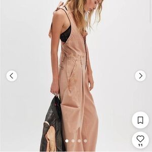 Free People Must Have Wide Leg Overalls with Bow Straps